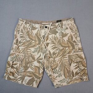 Vintage Lucky Brand Cargo Shorts Mens 38 Leaf Print Drawstring Grunge Skater Y2K